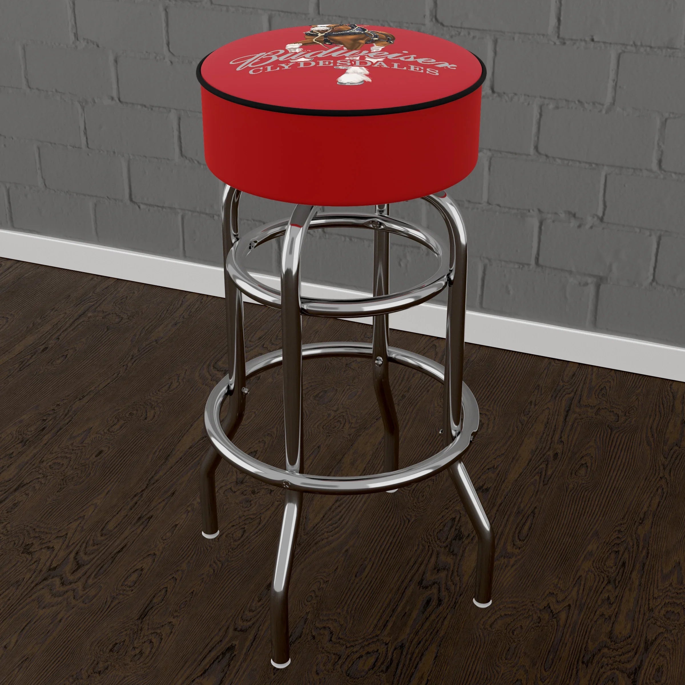 Padded Clydesdale - Stool Budweiser Swivel Bar Red