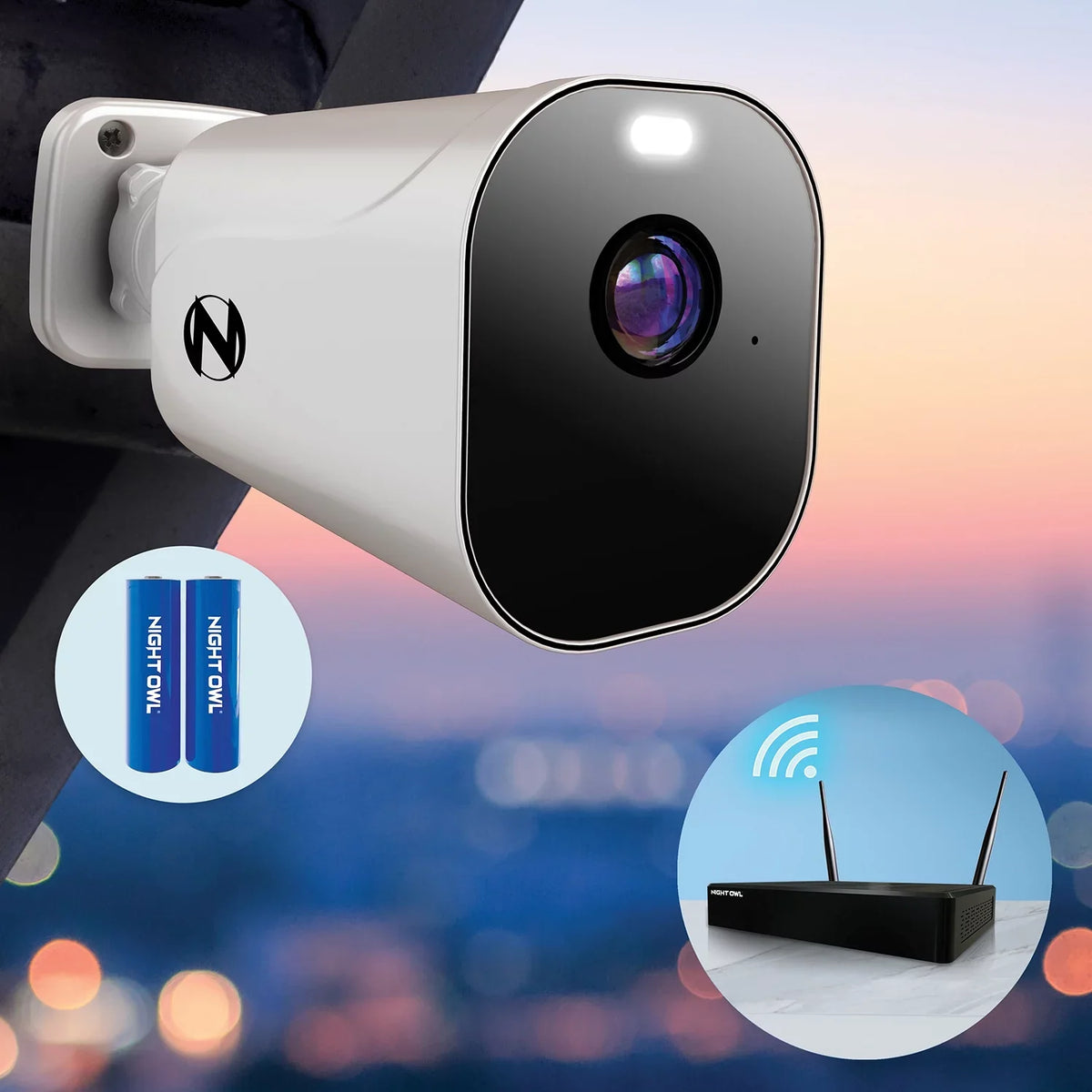 3 Cameras 4K Hard with 1080p Wi-Fi Spotlight HD Night 10 Channel Free Drive (Battery) 1TB Owl and Wire NVR