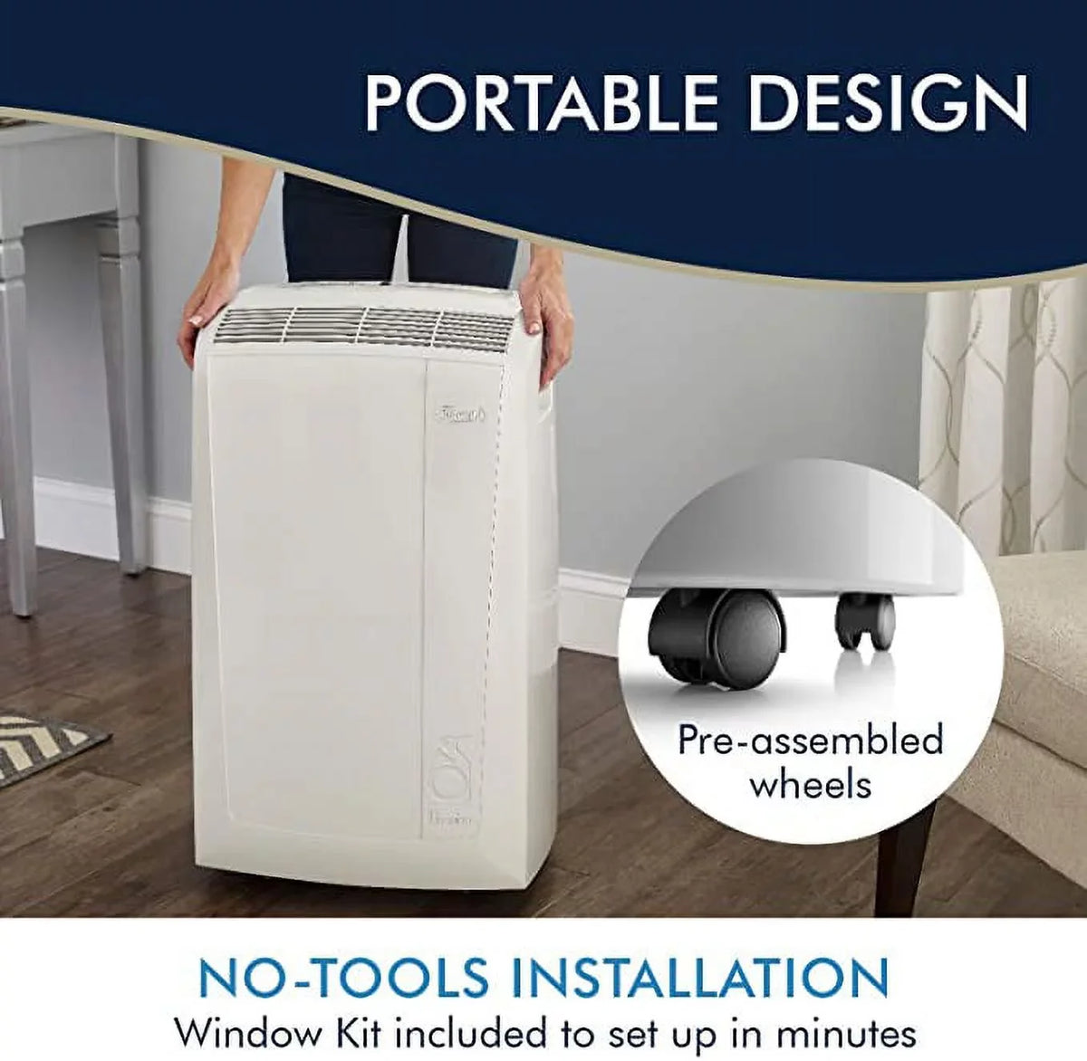 6,700 Conditioner ASHRAE) with (10,000 BTU (Refurbished) BTU movable Dehumidifier DeLonghi Restored oxygen 3-Speed