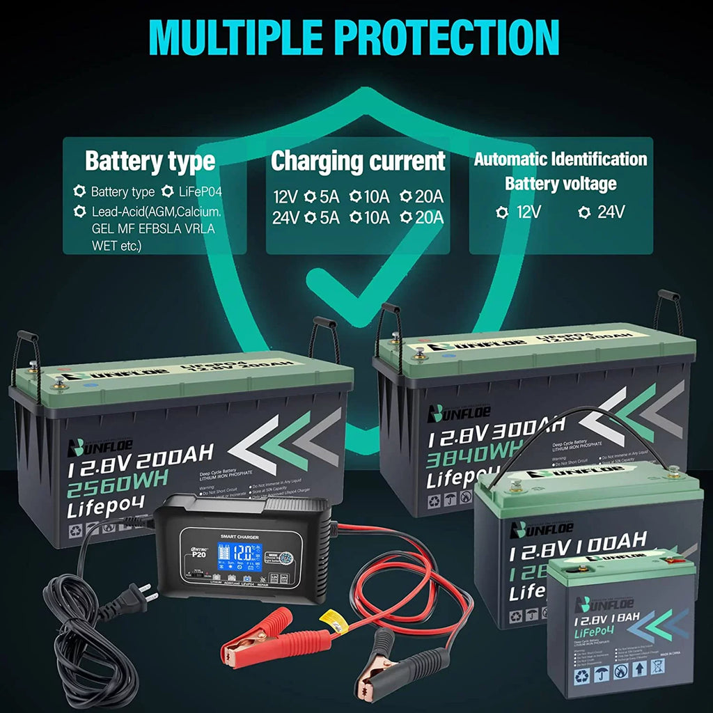 Cart.. and Charger,Maintainer/Deep 24V/10A Boat,Lawn Cycle Smart Charger,Lithium,LiFePO4,Lead-Acid,movable Battery Adjustable,for OIEXI Charger,12V/20A 20-Amp Battery Car Charger,Trickle Mower,Golf