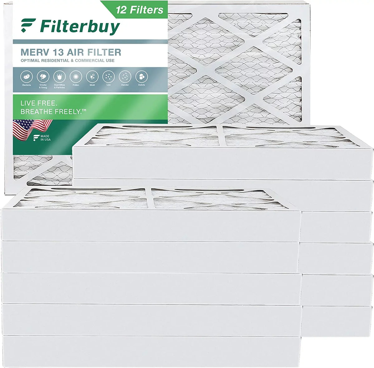 (12-Pack) HVAC atmospheric 8x20x4 13 MERV Filterbuy Filters Pleated Furnace AC