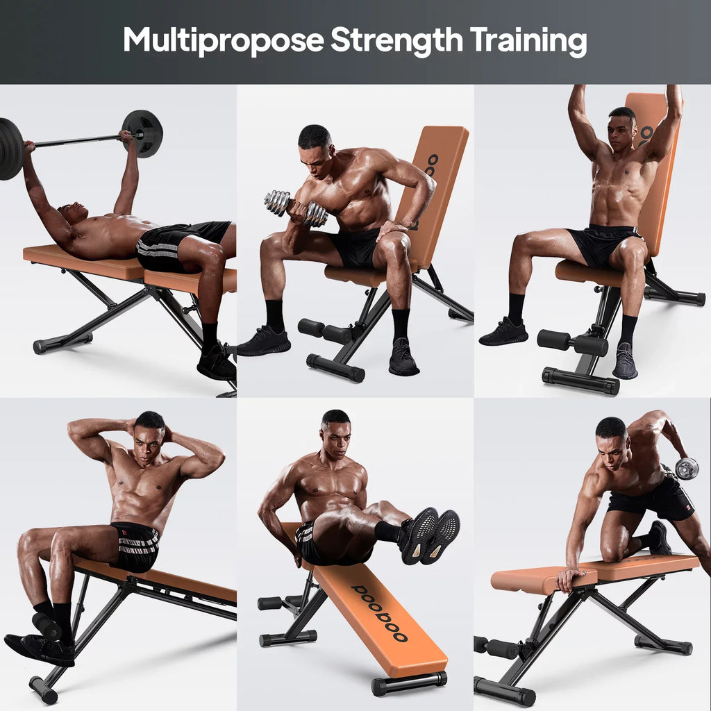 Bench POOBOO 5 Layer gym Structure Adjustable Training lbs Capacity and 800 Folding Workout bench bench Thickened Incline Weight Home for incline Indoor