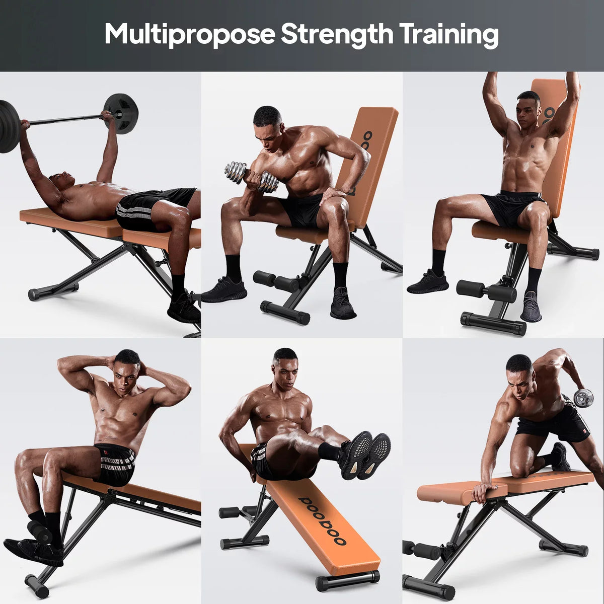 Bench POOBOO 5 Layer gym Structure Adjustable Training lbs Capacity and 800 Folding Workout bench bench Thickened Incline Weight Home for incline Indoor