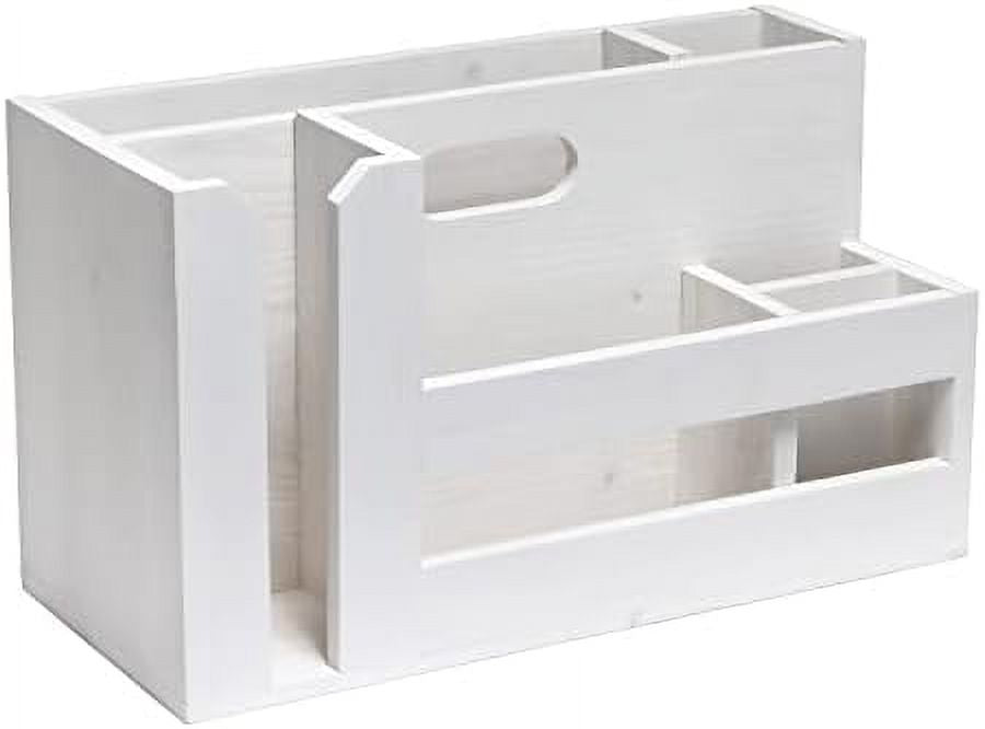 Condiment Flatware Compartments Picnic, Wooden Décor W Wht Farmhouse Handle Pantry Countertop Events Caddy Organizer Kitchen Utensils Breakfast & & Picks Wash BBQ For Cutout