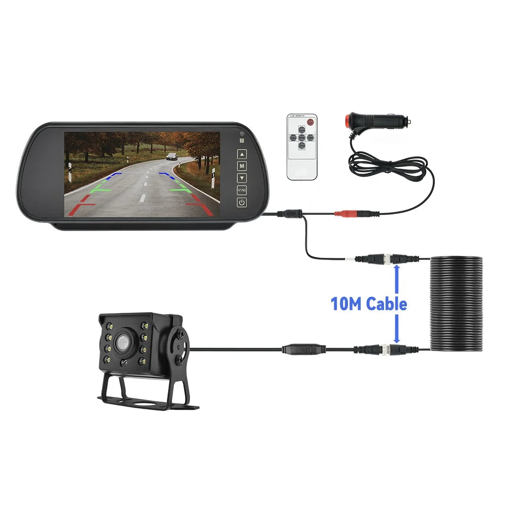 View Rear License System Camera Reverse Car Plate Backup HD Parking 7in Monitor