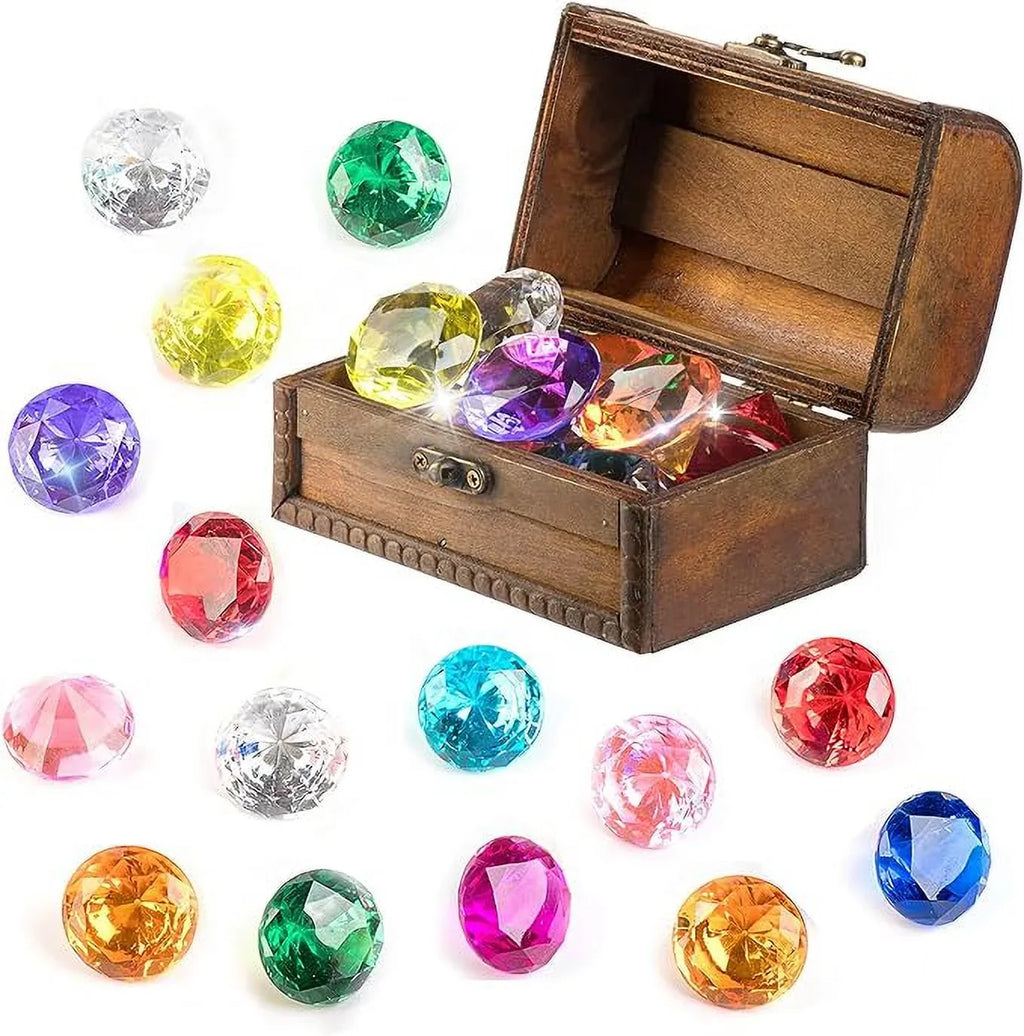 Dive Diving PUBGAMER Training Toy Pool Diamond Underwater Big Big Treasure Pirate Colorful Toy with Diving Chest Throw Gem Toy Swimming Gem Gift 15 Set Set Box
