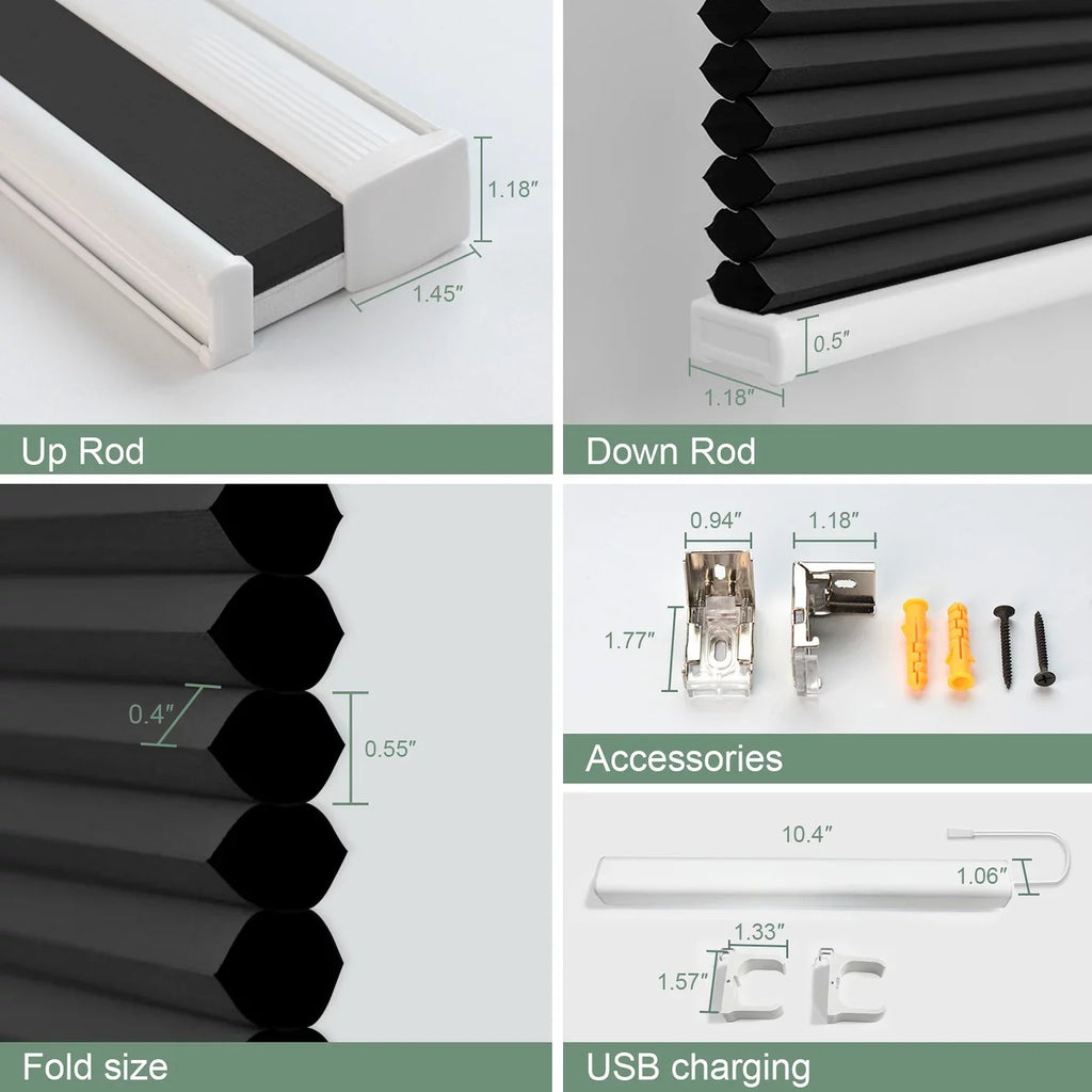 Honeycomb Smart Shade Blinds(100% Blackout Blackout Remote Automatic 72"H) Window Yoolax x Carbon Grey,54"W Control Cellular Motorized