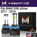 Fog Sided xDrive 13 Racer Light H8 60W 15 328i 14 328i 6000K 2016 2012 Mega BMW 10000LM Headlight LED Replacement 16 12 White xDrive Bulbs H9 2015 2011 11 H11 BMW 12V 4 Automotive 2013 Diamond 2014