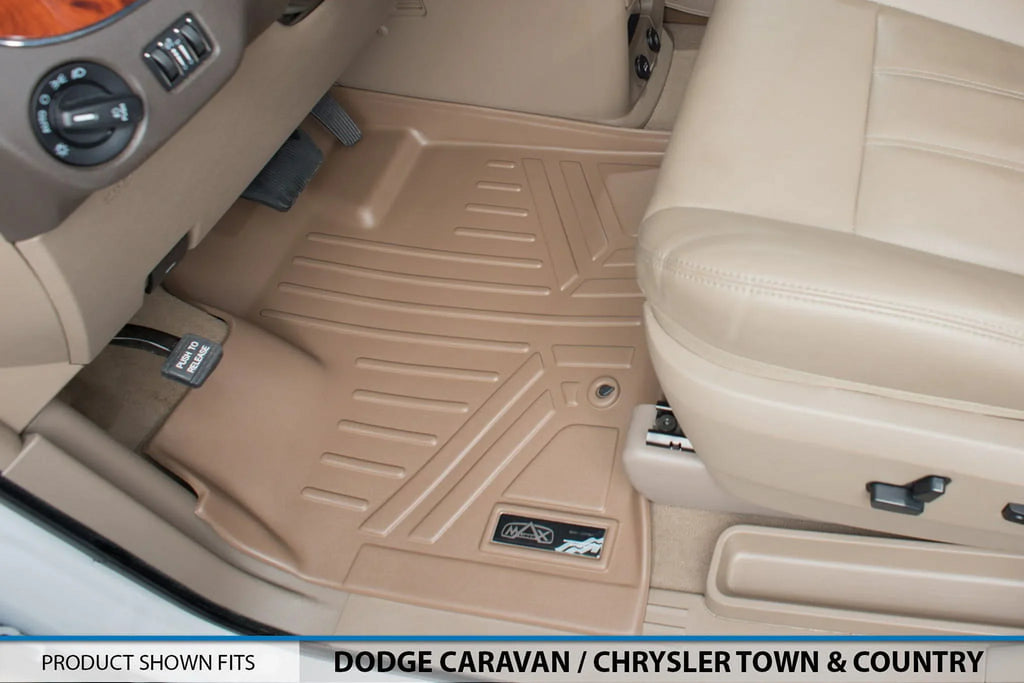 2008-2020 Floor Tan Rows for Caravan 1st/2nd Grand Smartliner Mats Liner Dodge