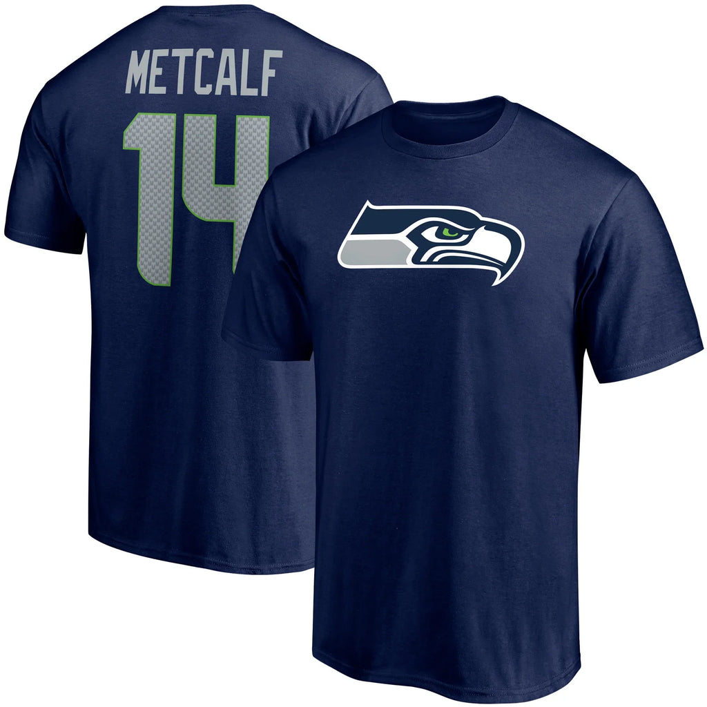 Navy DK Player Men's Number Seahawks Fanatics & Metcalf Icon Branded Seattle T-Shirt Name College