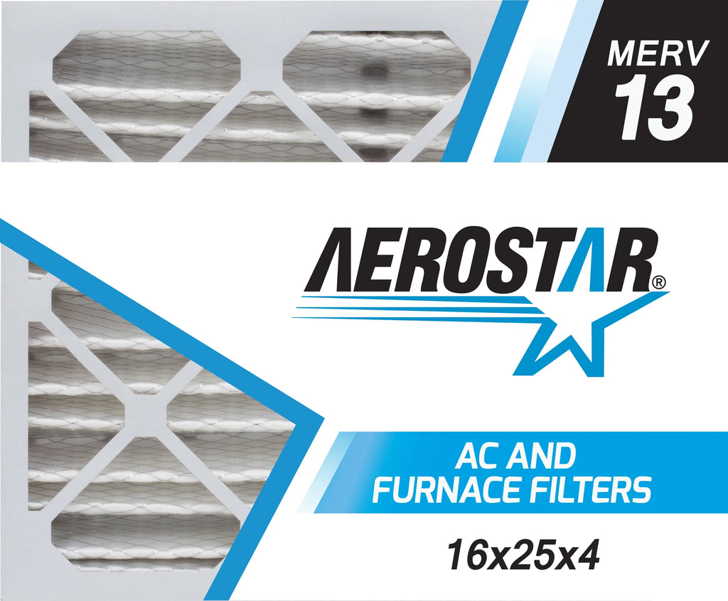 6 Furnace AC Merv and Filter 16x25x4 of 13, Box Aerostar -