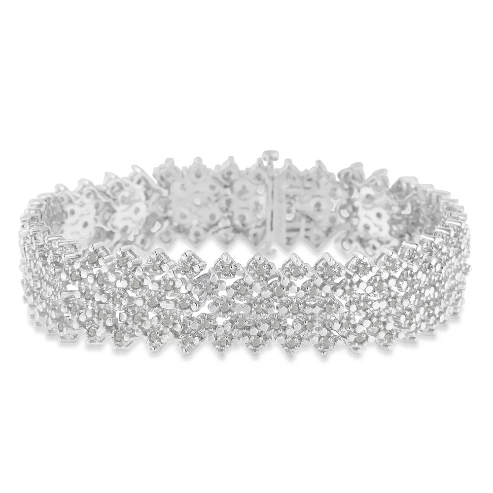 (I-J, Multi-Row I3-Promo) Silver TDW .925 Diamond 3ct Sterling Tennis