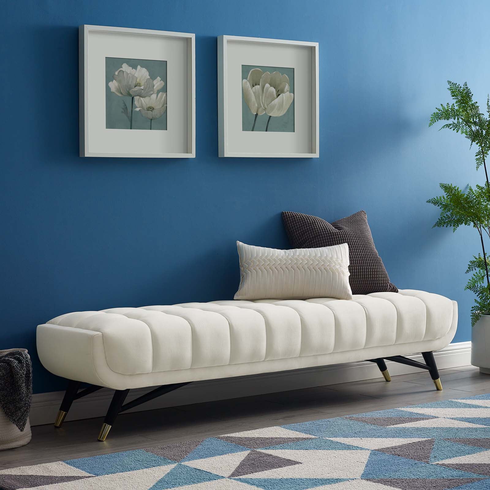 Ivory Velvet Modway Adept Performance Bench in