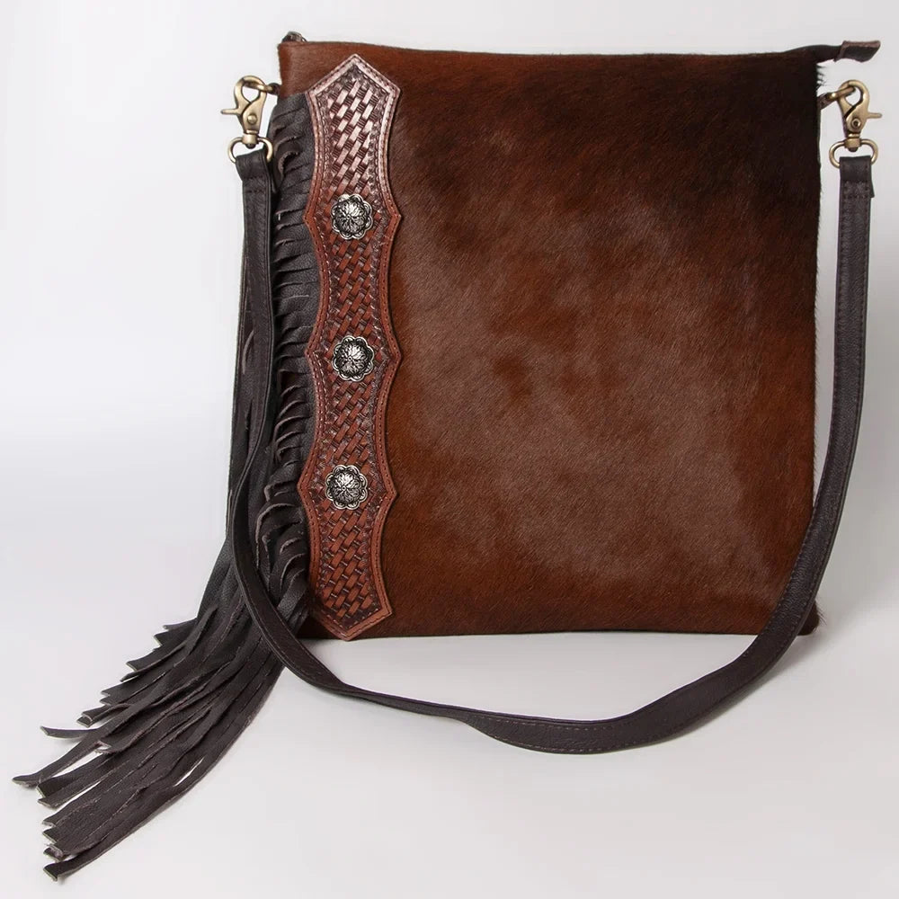 western KBK101 bag purse Hair-on handbag Tooled HOBO Genuine KB Leather women Hand OHLAY