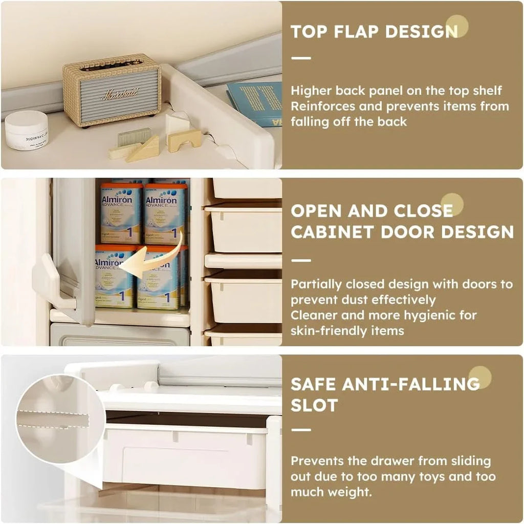 and Pull-Out + Multi-Functional Toy Toy and Closed Cab Drawer Playroom Box RUNFAYBIU Organizer Bedroom Nursery. Boxes Organizer Cabinet (10 and Children's Organizer for 2 Bookshelf