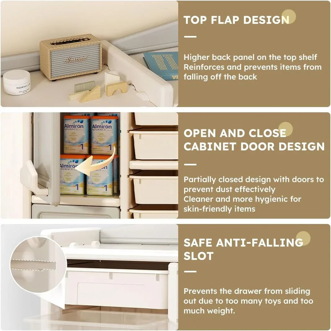 and Pull-Out + Multi-Functional Toy Toy and Closed Cab Drawer Playroom Box RUNFAYBIU Organizer Bedroom Nursery. Boxes Organizer Cabinet (10 and Children's Organizer for 2 Bookshelf