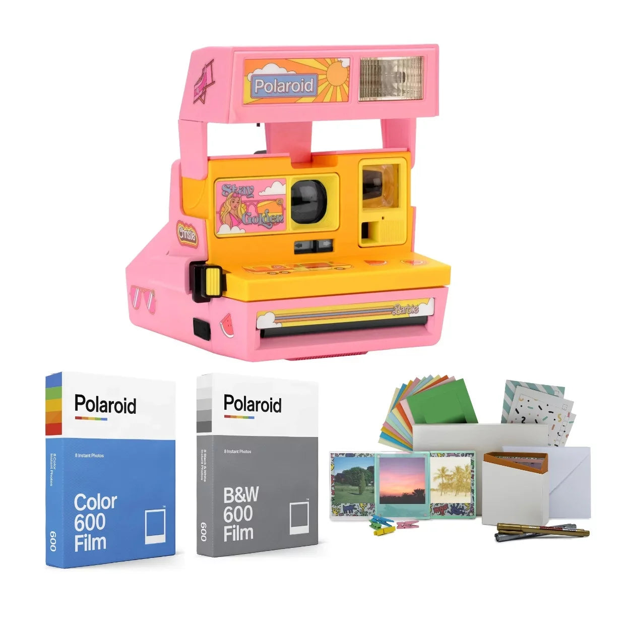 and Malibu Barbie Instant Kit 600 Polaroid Photobox with Film Bundle Film Camera