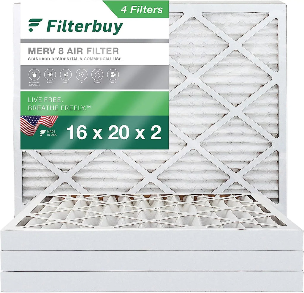 MERV Filters 16x20x2 Filterbuy atmospheric Furnace AC Pleated HVAC (4-Pack) 8