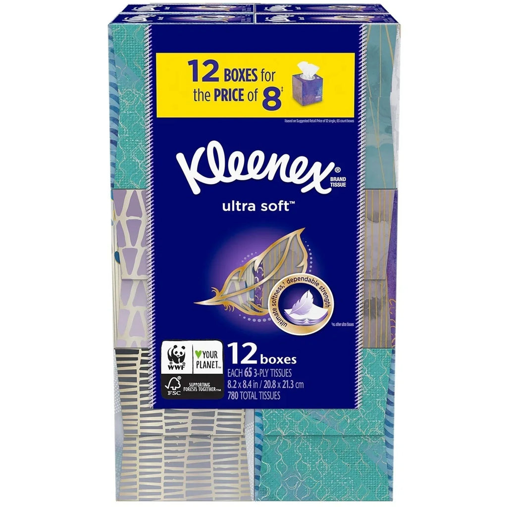 Boxes tissues) - Soft Pack, (12 Cube Tissues Ultra 65 Facial Kleenex