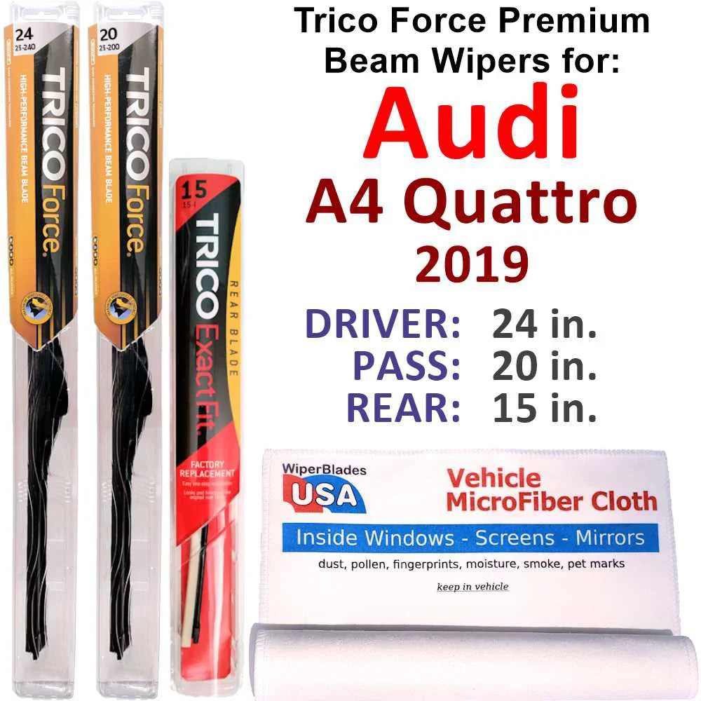 2019 Wiper w/Rear Wipers Audi of 3) (Set Performance Quattro Beam A4