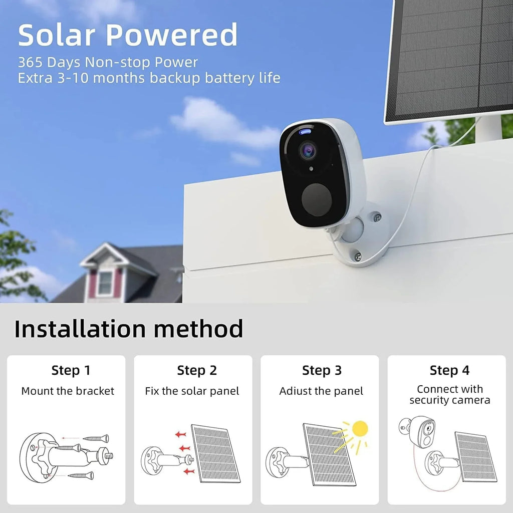 Motion Security SD IP65 Cameras Storage Wireless Detection, Outdoor Home Card/Cloud with Panel Two-Way 2K with 2Pack Vision, AI for Security, Color Night Solar Cameras Camera Waterproof, Home Audio,