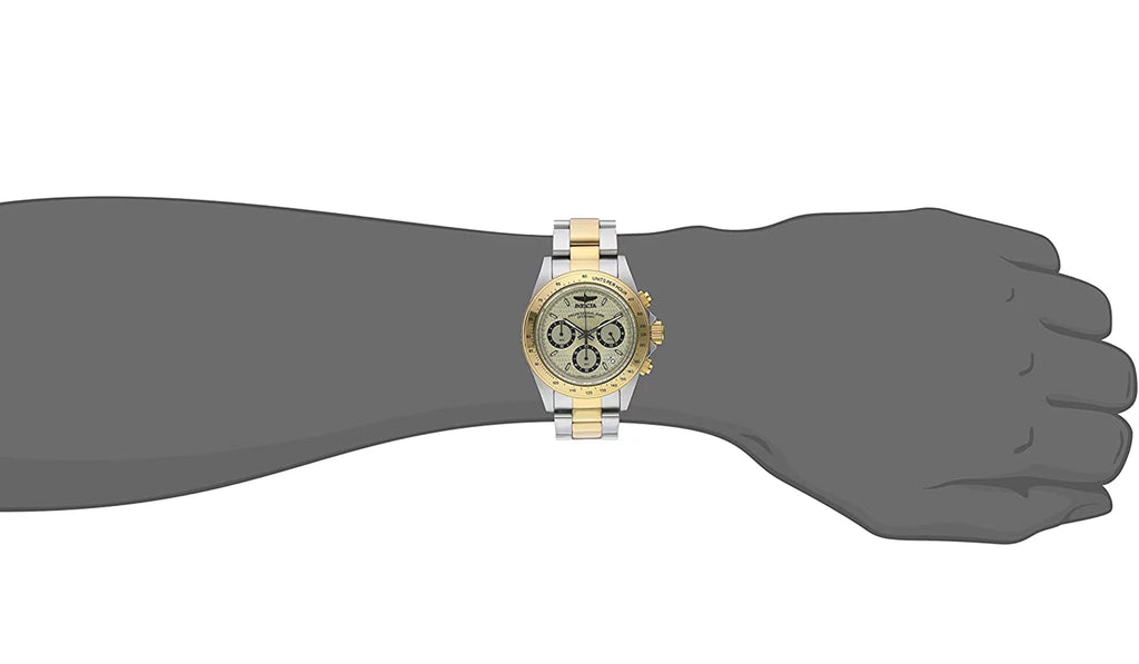 Steel Tone Gold Invicta Two Speedway 200m 14930 Men Stainless Dial Watch Quartz