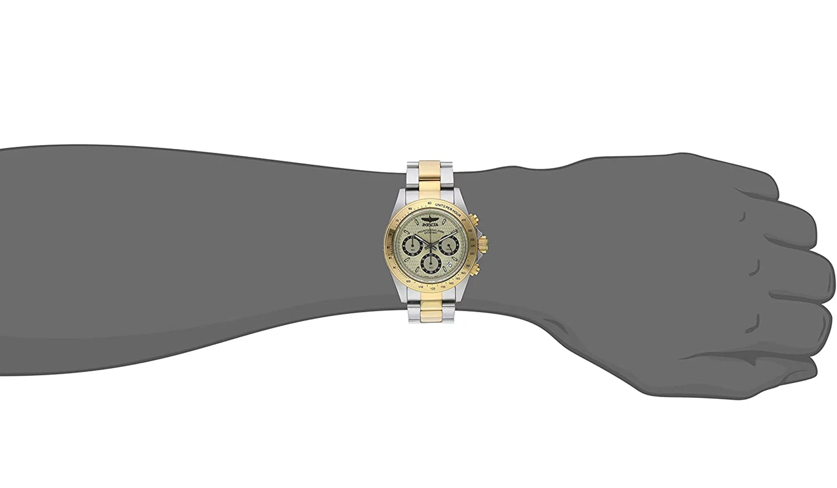 Steel Tone Gold Invicta Two Speedway 200m 14930 Men Stainless Dial Watch Quartz