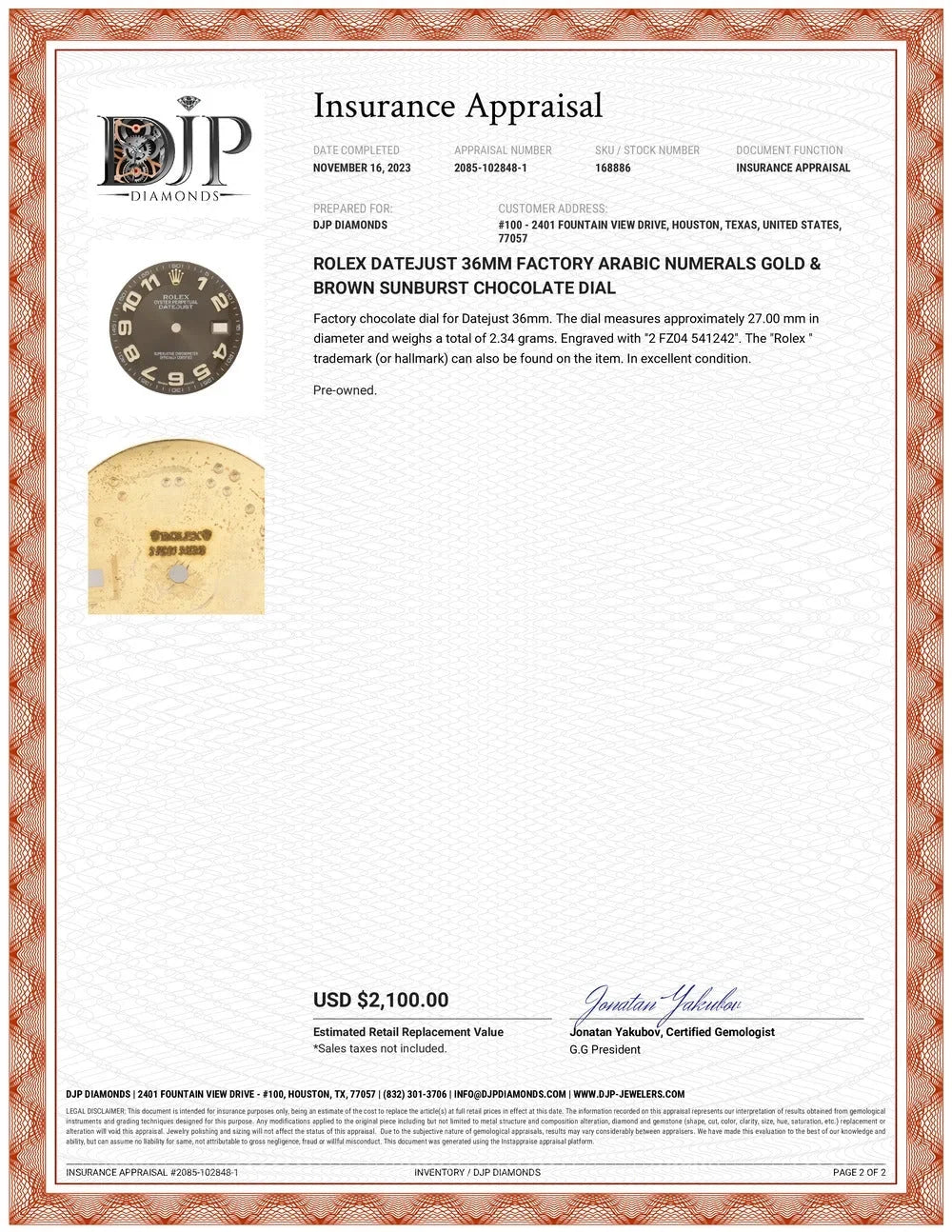 Numerals Datejust Factory 36MM Gold Brown Arabic Chocolate Rolex & Dial Sunburst