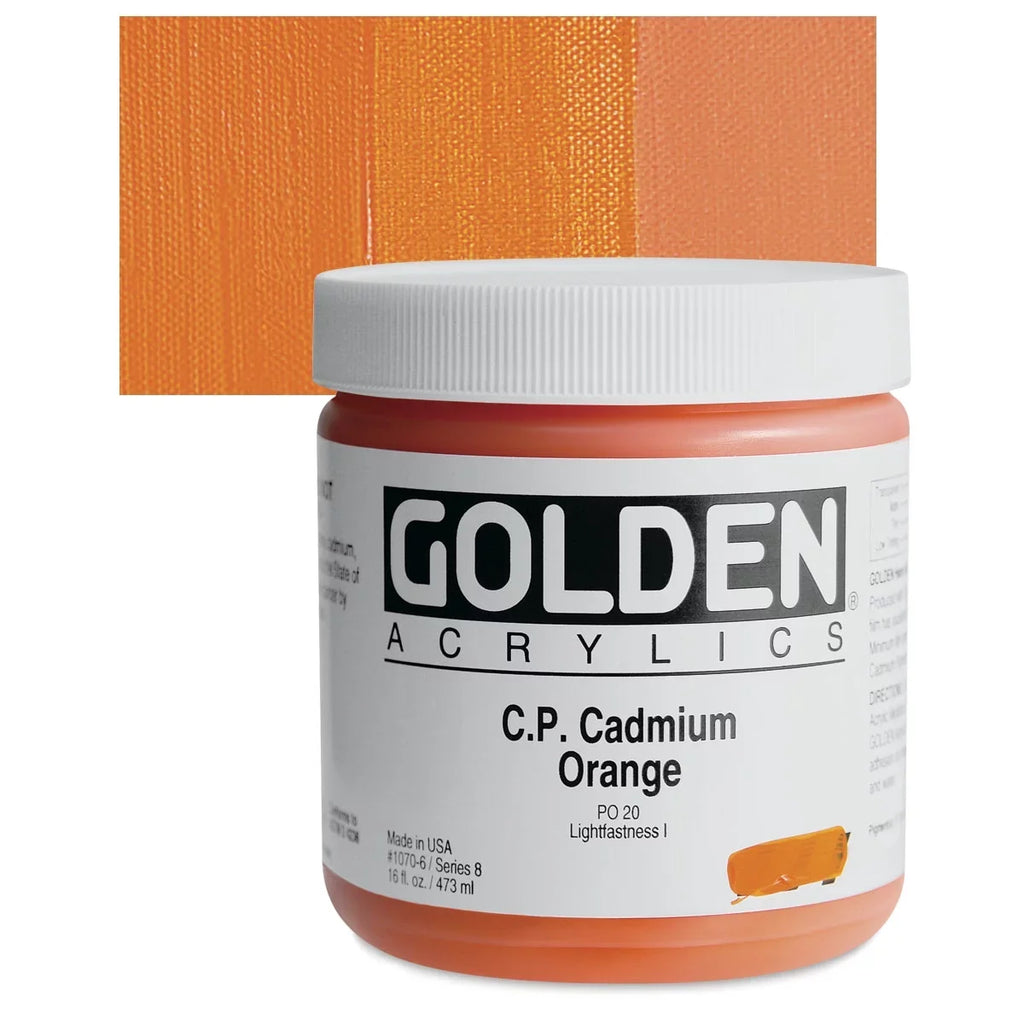 oz, 16 Cadmium Body Acrylic, Orange Artist Heavy Golden