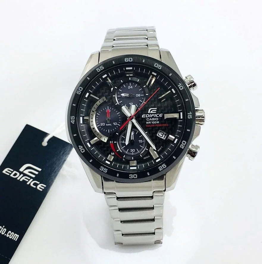 Stainless Solar-Powered Chronograph Watch Edifice EQS-900DB-1AVCR Men's Casio Steel