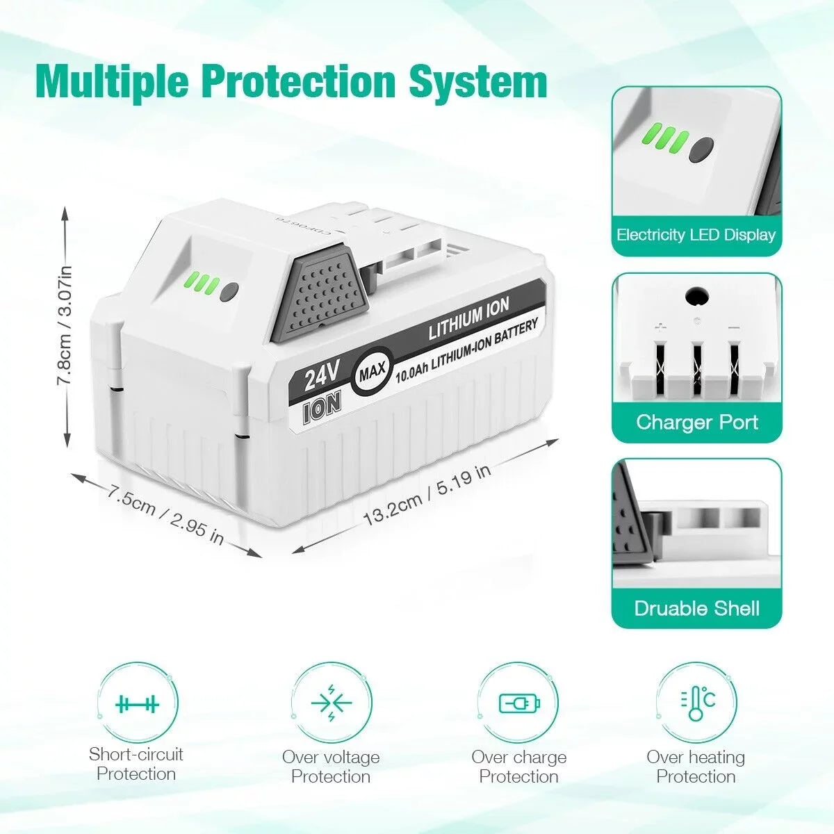 iON+ 24V-X2-SB18 All for Blower Joe Compatible 24VBAT 24VBAT-LTX Joe 24V 24VBAT-LTW Li-ion Snow Battery 24V Cordless for 24VBAT-LT Joe 10000mAh with Sun and Battery 2Packs Snow System iON+ 24VBAT-LTE