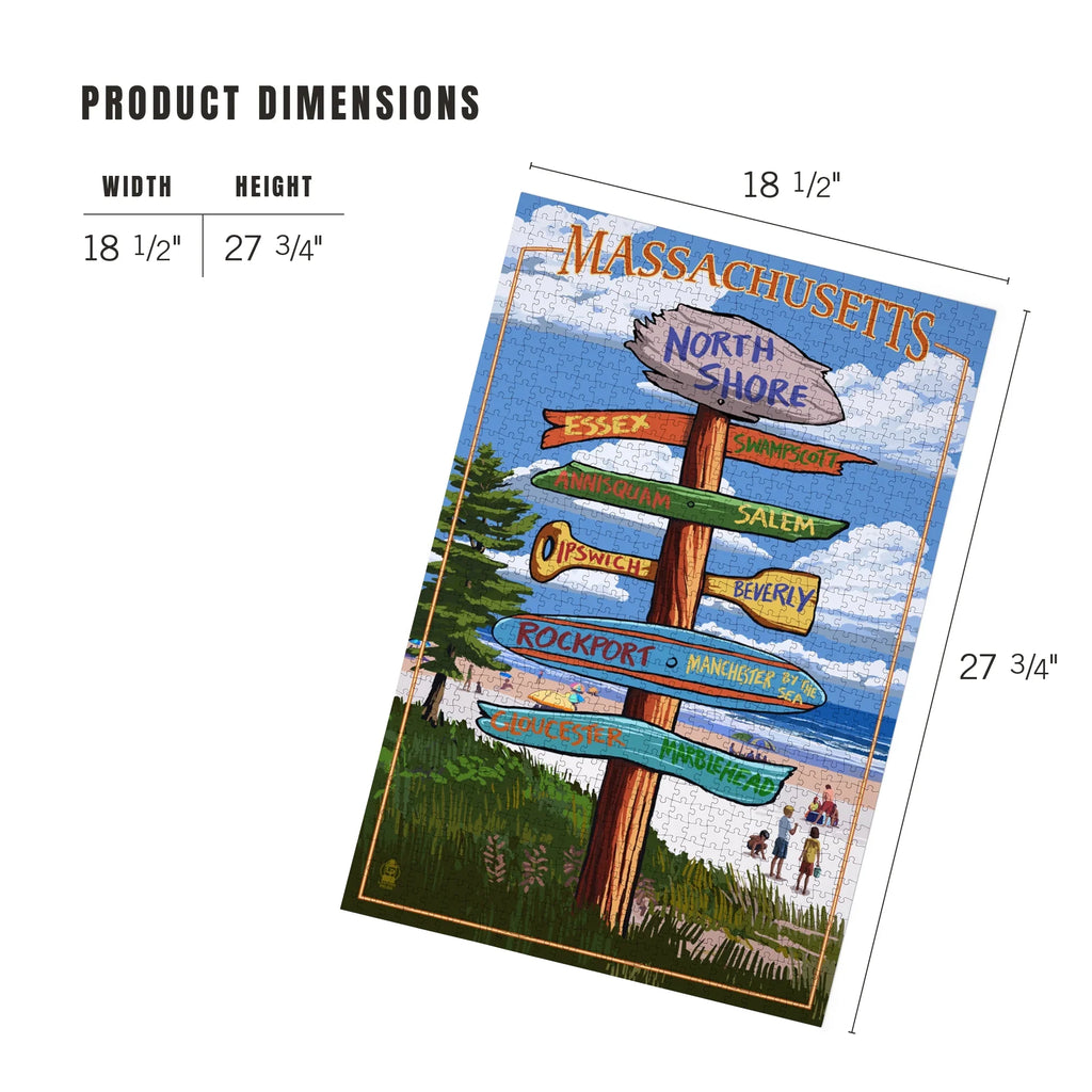 Destinations Lantern Puzzle, Press 1000 Sign Piece Jigsaw Massachusetts, Shore, North