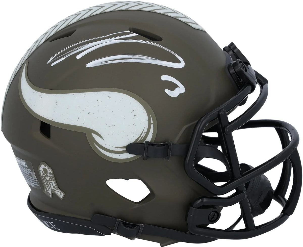 Salute Certified Speed Addison Service Minnesota Vikings Jordan Helmet to Fanatics Mini Riddell 2022 Authentic - Autographed
