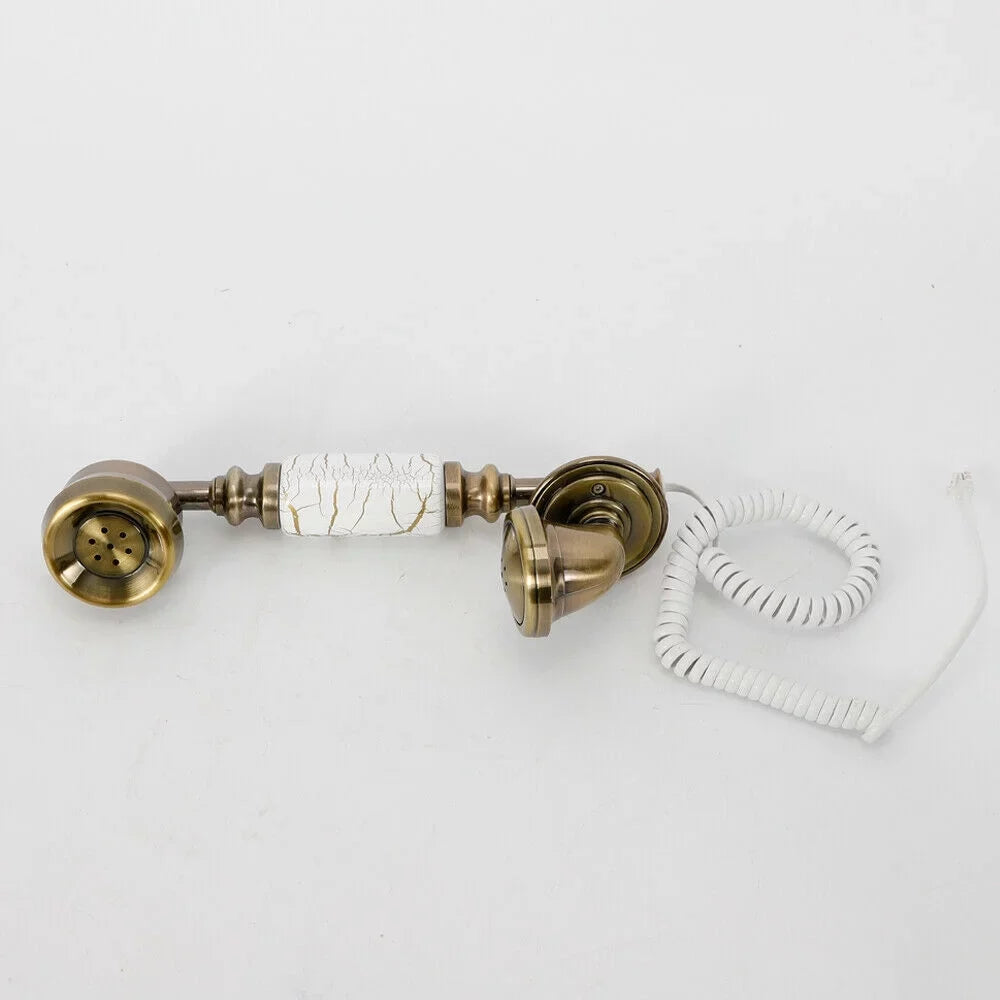 Antique Telephone Practical Home Old-Fashioned (White) Resin Machine Dial Hotel Rotary Landline Office Decoration Telephone Retro Wired European Elegant Desktop and for Antique Decoration Chic