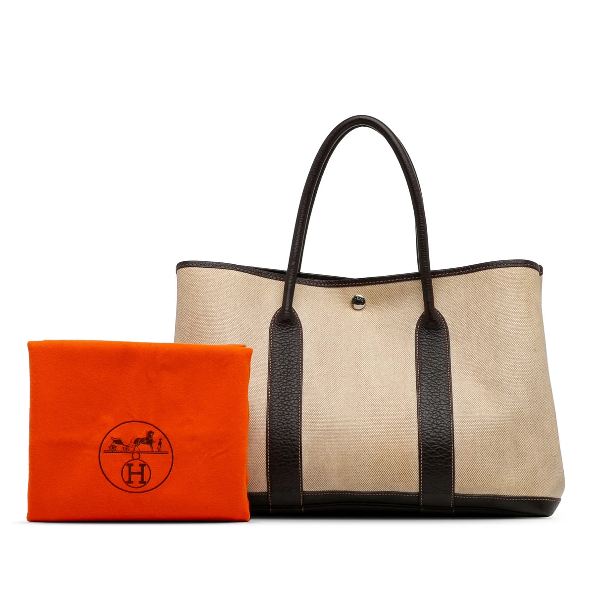 Hermès Authenticated (Good) Fabric Unisex 36 Canvas Party Garden Tote Brown Toile Pre-Owned Bag