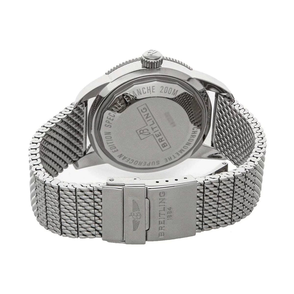 Breitling II Men's Stainless AB2030121B1A1 Heritage Steel Mesh Black Dial Superocean Watch