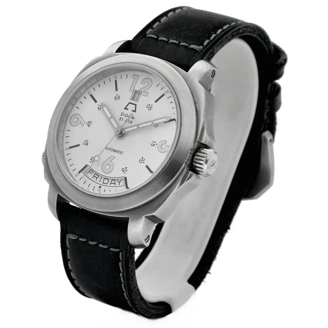 Ivory 43mm Anonimo Watch 51ETA Day Men's 2006 D-Date Dial Leather Date Automatic