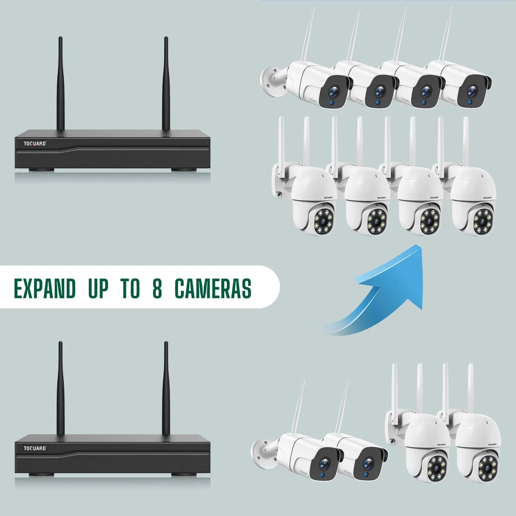 Camera Toguard Security Connector CCTV Drive, System Outdoor Camera WiFi Wireless 1TB Hard with HDMI Dome 2X3MP