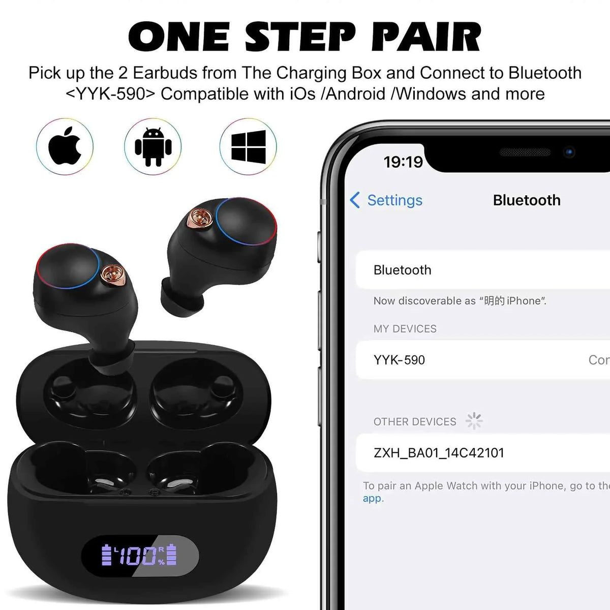 Plus Connection, Boost Case, UrbanX Bluetooth Charging Earbuds Connect, IPX5 + Wireless S88 Water Dual Resistance, with Bass Compatible Doogee Bluetooth 5.2 Black, True Balanced,