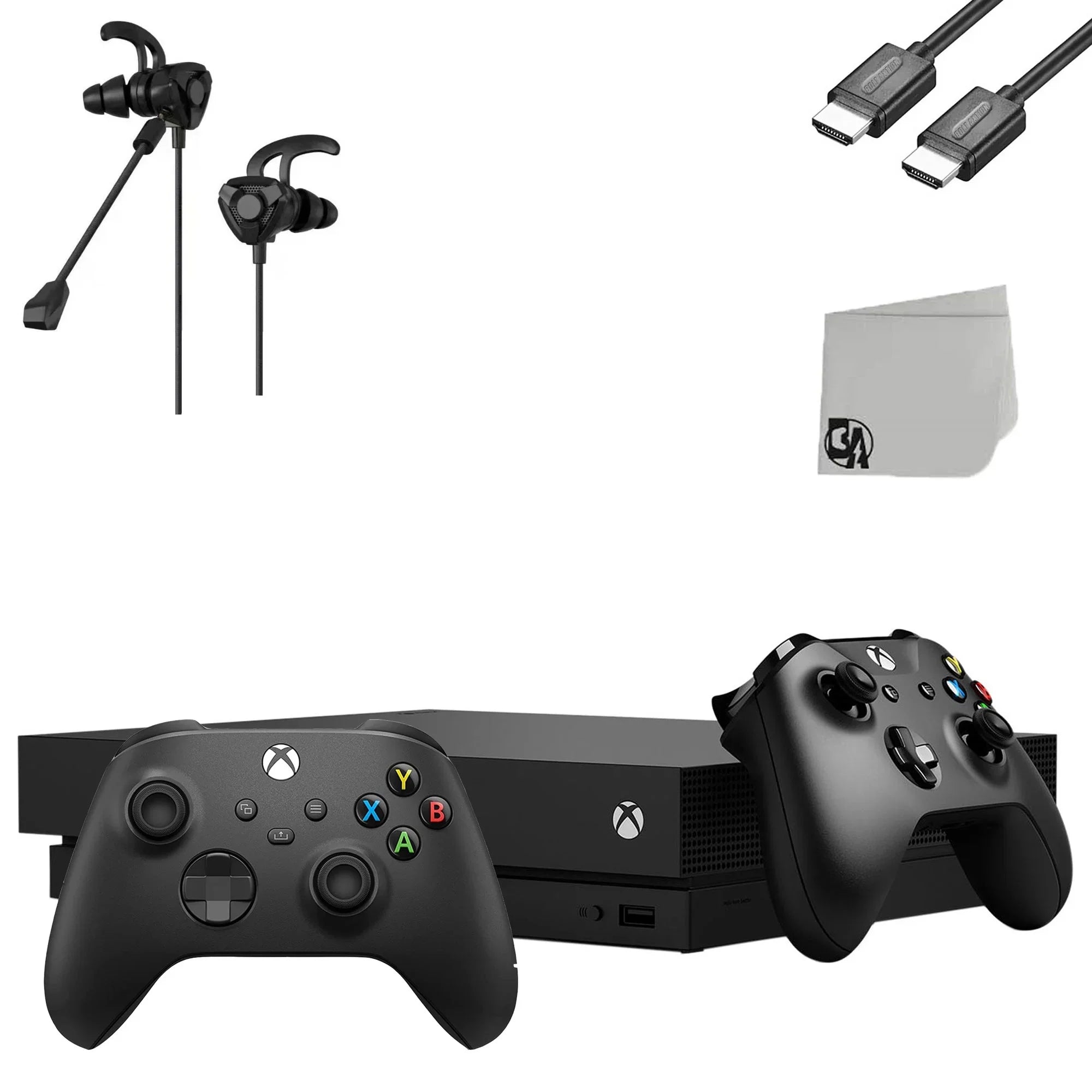 1TB Xbox Microphone G9 Bundle Black Microsoft One With + Pre-Owned AXTION With Controller New) Gaming Like (Refurbished: Console BOLT 2 X Earbuds