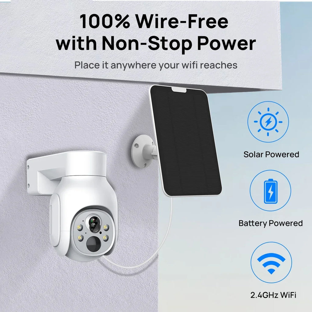 Vision,Motion Kit VIKVIZ Camera Panels,4CH CCTV 4MP Rechargeable System Technology,Night IP Solar Battery with WiFi 2Pcs Base Station,Wireless Detection PTZ