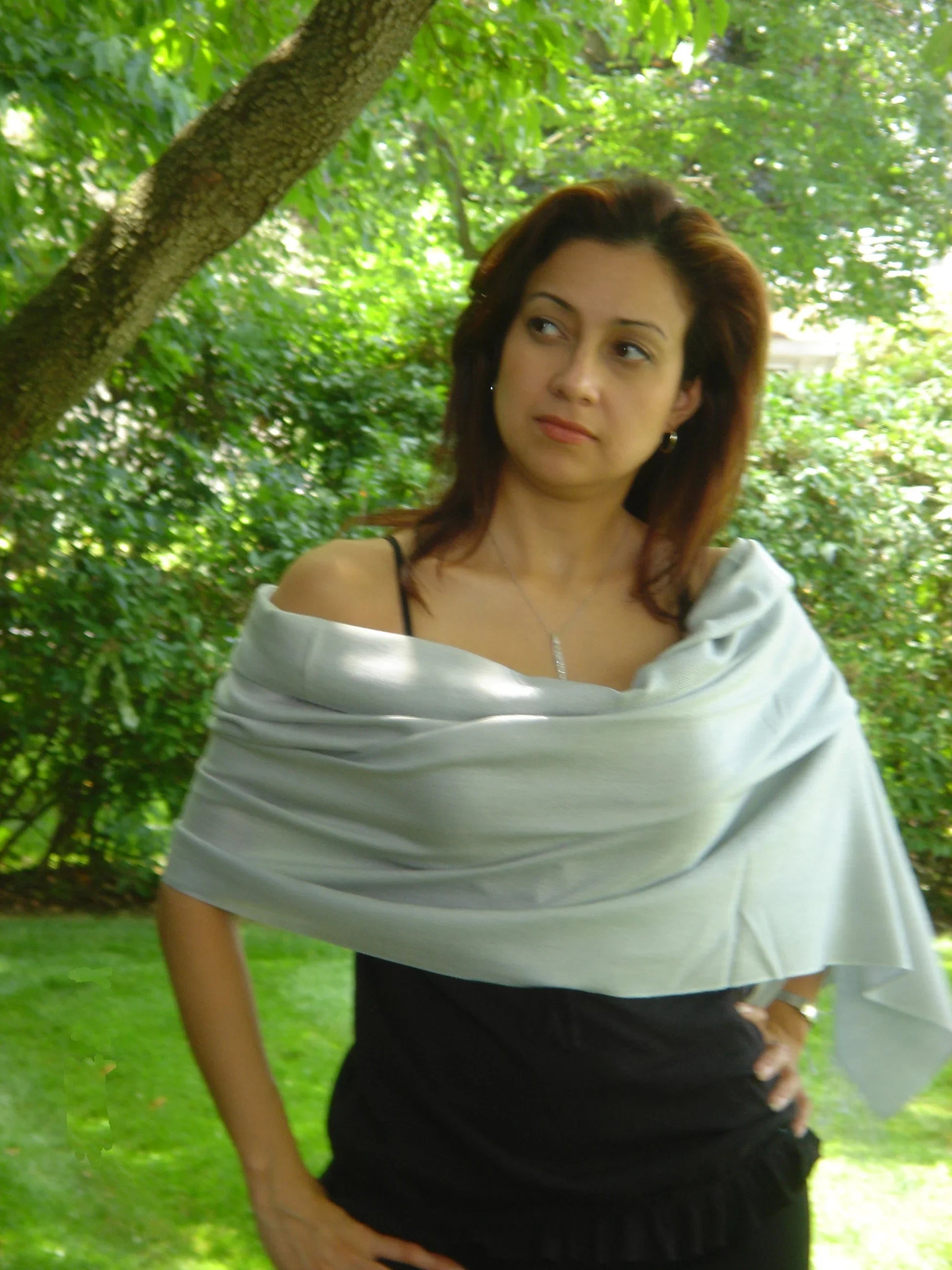 Grey) Shawl/Cashmere/Cashmere Scarf/Scarves/Shawl/Shawls/Stole/Wrap/Pashmina (Silver Scarf/Pashmina Scarf/Wool/Silk