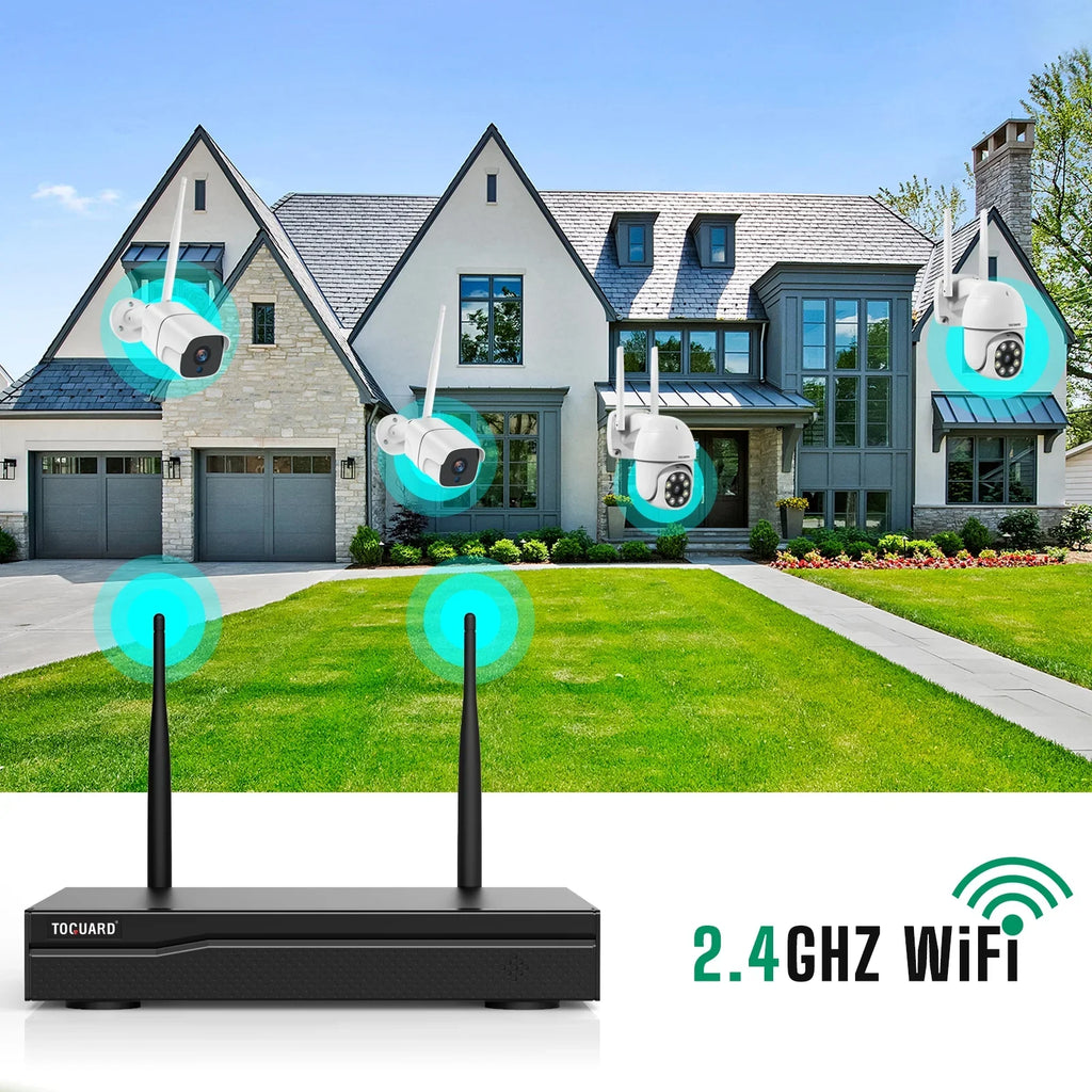 Camera Toguard Security Connector CCTV Drive, System Outdoor Camera WiFi Wireless 1TB Hard with HDMI Dome 2X3MP