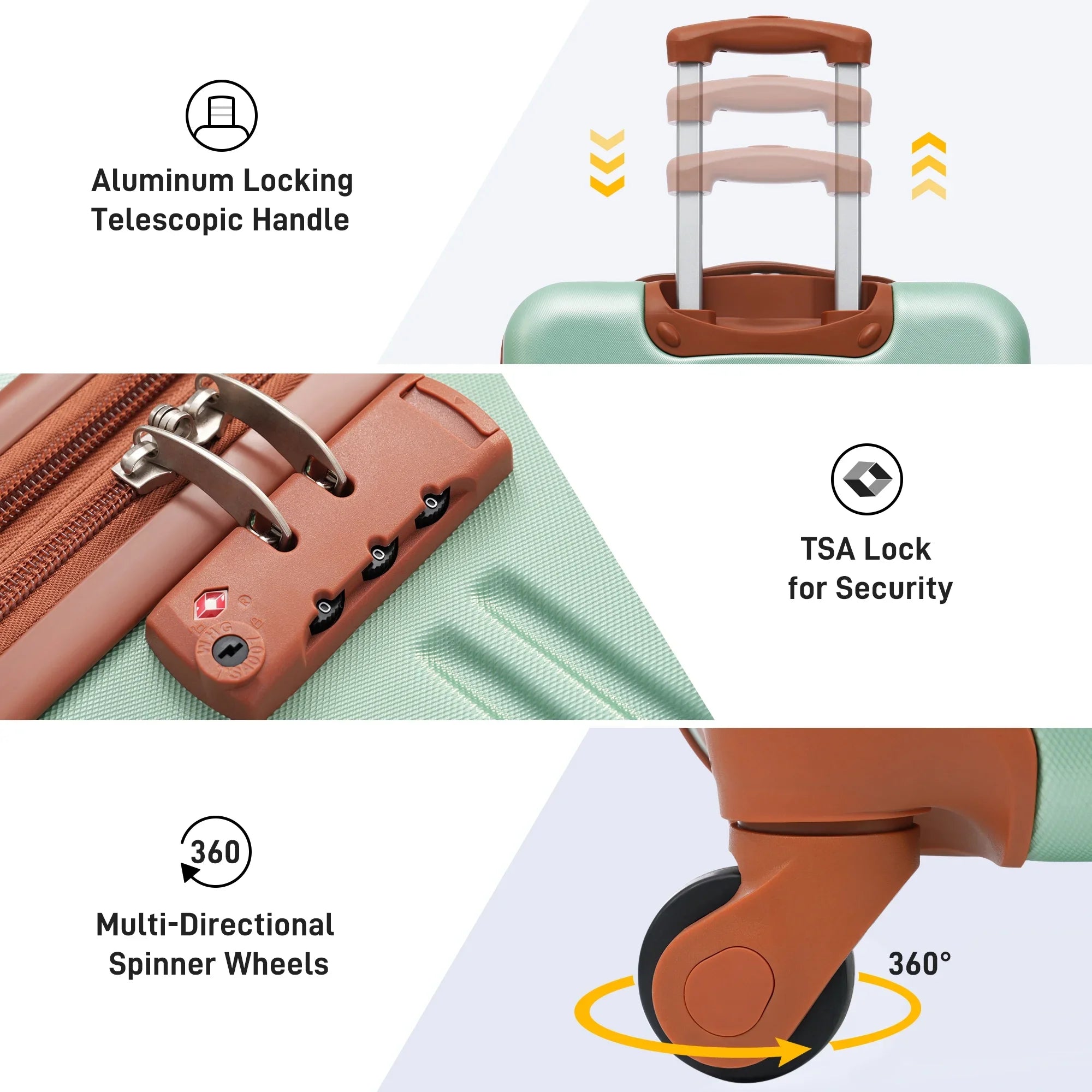 Hardside Spinner 20" 3 Set Lock 28" Available Suitcase Luggage 24" Crtynell Piece with TSA