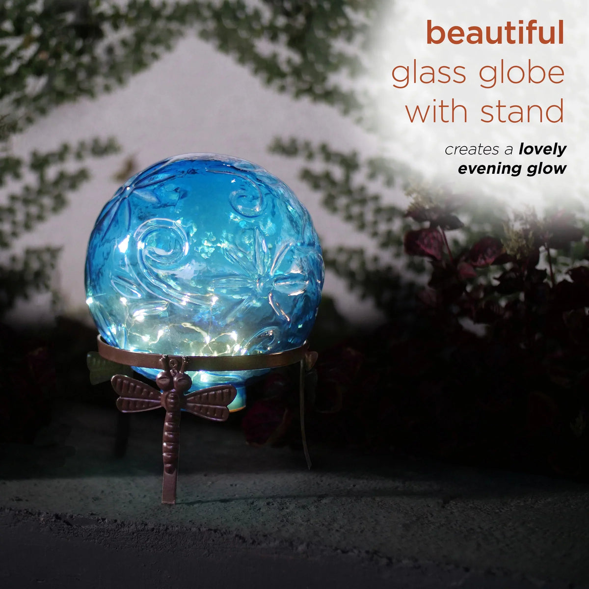 L Light-up Globe, 13" H Blue 10" x W Glass Corporation x Embossed 10" Alpine Gazing