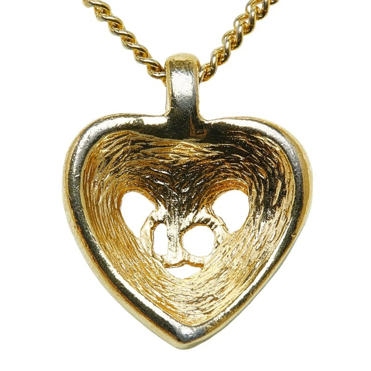 Necklace Gold Dior CD Pre-Owned Plated Heart Christian (Good) Dior Women's Rhinestone
