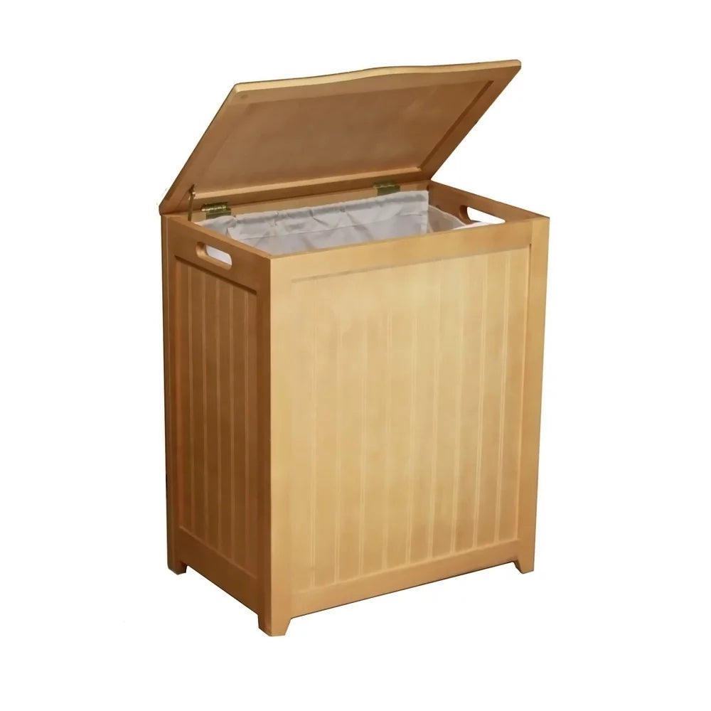 Finished Wood Laundry Hamper Natural Interior Rectangular Oceanstar Bag RHP0109N with