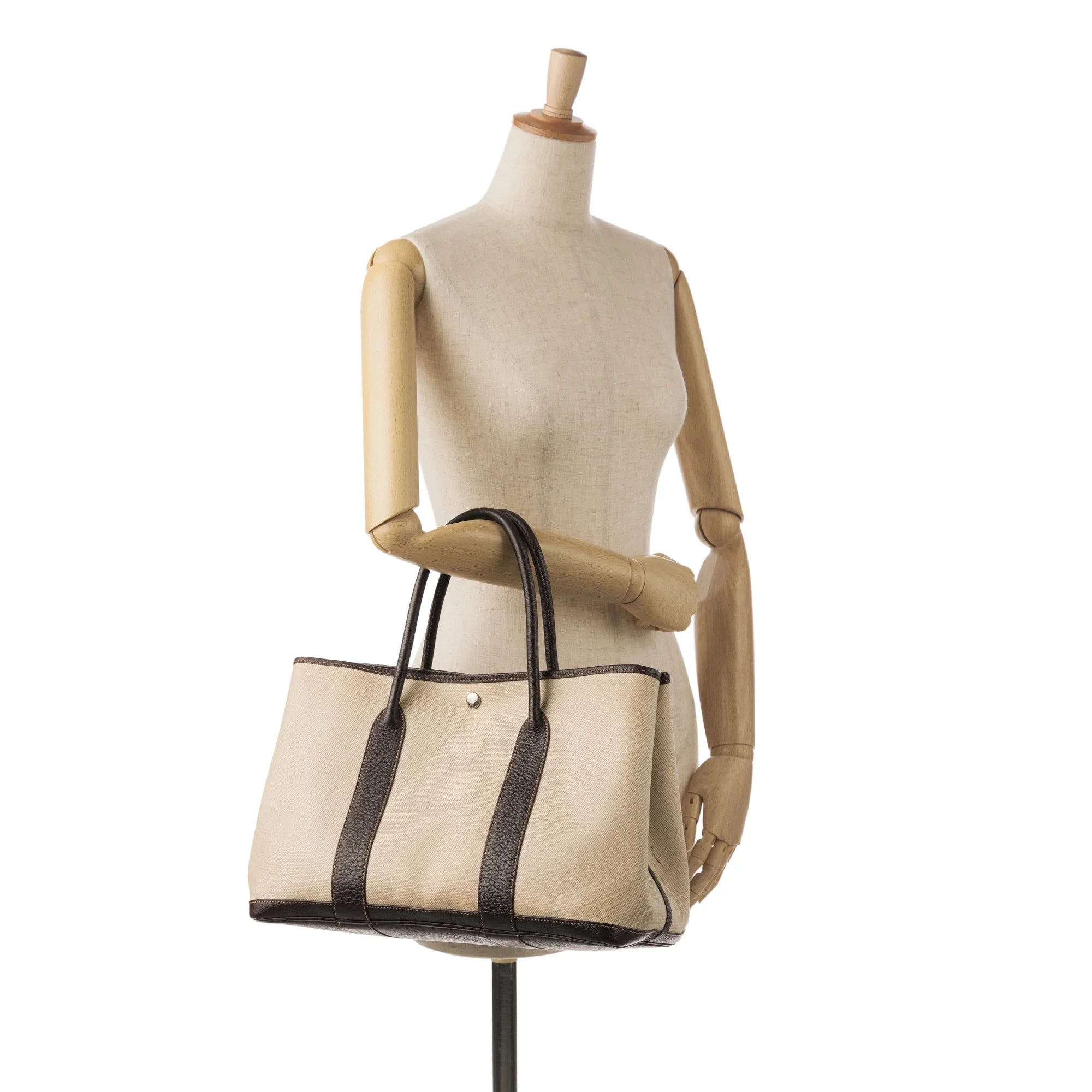 Hermès Authenticated (Good) Fabric Unisex 36 Canvas Party Garden Tote Brown Toile Pre-Owned Bag