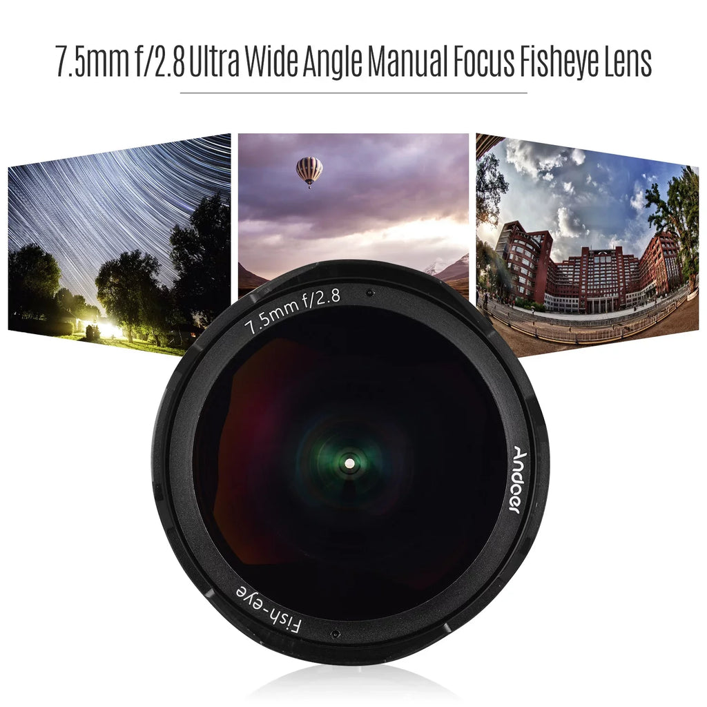 Large Manual Angle A77II A6100 Frame 180° E-Mount Lens A6000 A6400 Fisheye with A6500 F2.8 Focus Aperture 7.5mm Compatible A6600 Ultra 5100 Wide Andoer A6300 Andoer Lens Camera APS-C