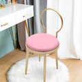 Chair, Pink 13.78*12.2*27.36" Iron Pink Stool + Gold Vanity Anqidi Simple Sponge Leather + Dresser